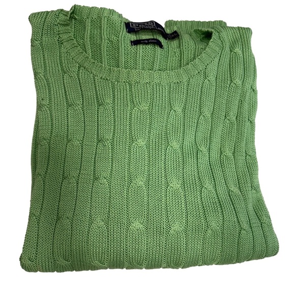 Polo Ralph Lauren Men’s Cable Knit Sweater Crew Neck Green Sz XL - Picture 1 of 11